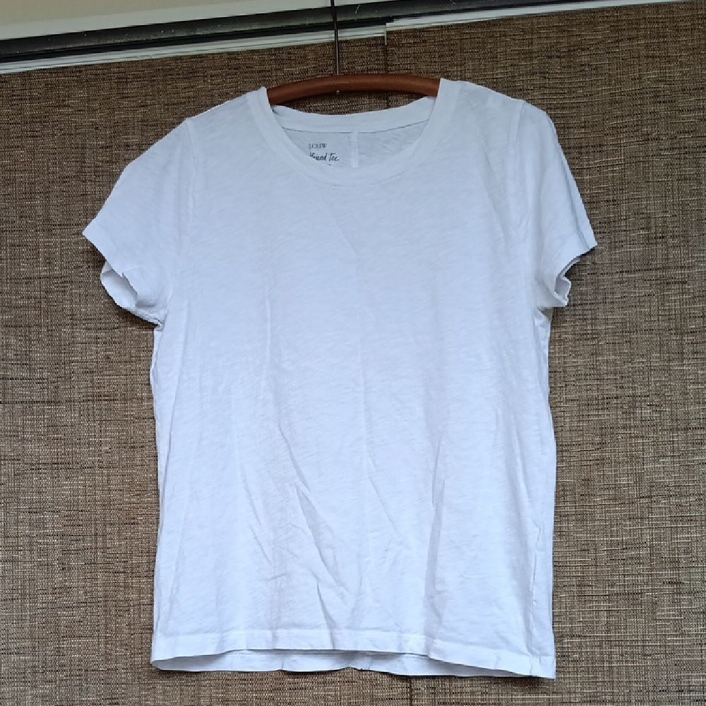 J. Crew White Cotton Girlfriend Tee